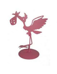 FIGURA PASTEL METaLICA CIGUENA ROSA