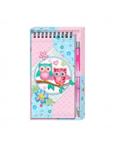 LIBRETA BOLiGRAFO BUHOS EN CAJA REGALO