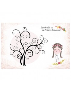 LIENZO aRBOLES DE HUELLAS PARA COMUNIONES NINA 2