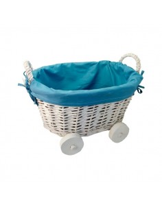 CESTA DE MIMBRE EN FORMA DE CARRITO AZUL 2