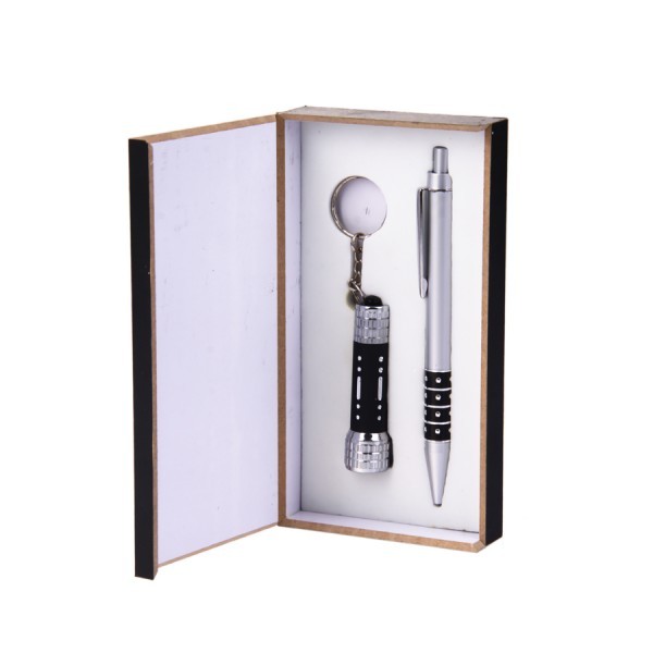 SET BOLIGRAFO LLAVERO LINTERNA EN CAJA