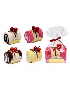 DULCE TRONCO DE PASTEL TOALLA EN BOLSITA DE REGALO