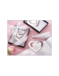 ELEGANTE PUNTO DE LIBRO CORAZON EN CAJITA CON LAZO