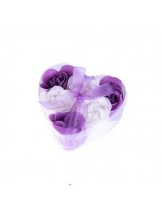 6 FLORES DE JABON PRESENTADAS EN ESTUCHE CORAZON 2