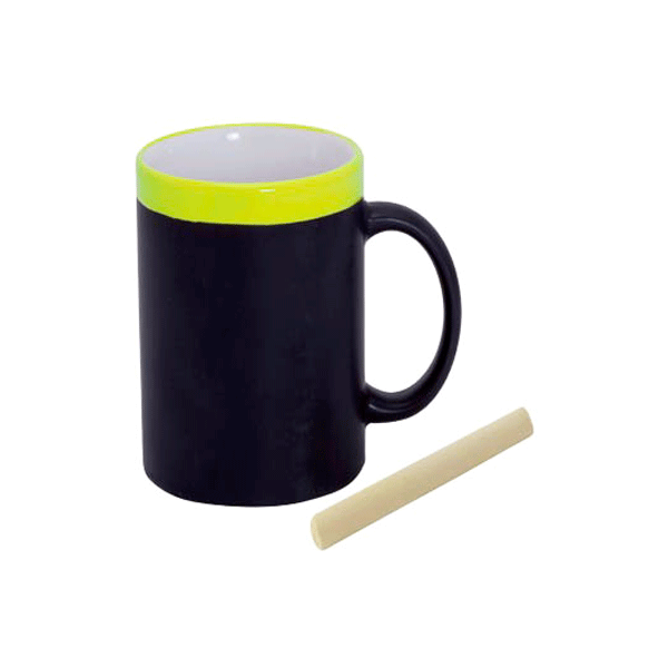 TAZA PIZARRA CERAMICA EN CAJITA INDIVIDUAL AMARILL
