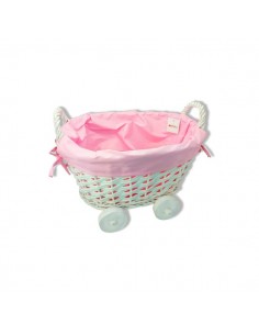 CESTA DE MIMBRE EN FORMA DE CARRITO ROSA 2