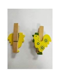 LOTE DE 7 PINZAS DE MADERA GALLO 2