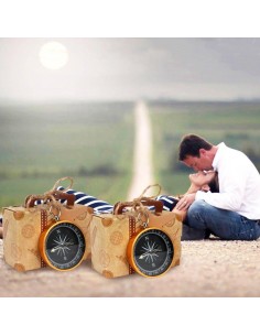 LOTE 10 BRuJULAS PRESENTADA EN CAJA MALETA CON TARJETA KRAFT 2