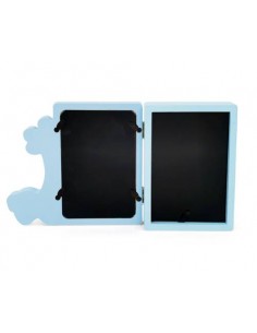 MARCO DE MADERA HUELLAS JIRAFA AZUL 2