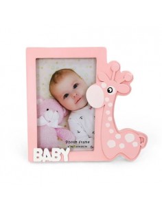 PORTAFOTOS MADERA JIRAFA ROSA 2