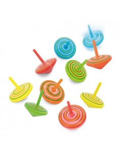 SET 10 PEONZAS DE MADERA NATURAL COLORES