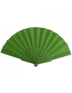 ABANICO DE TELA Y PVC PRESENTADO EN CAJA VERDE