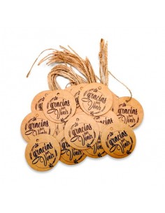 LOTE 20 TARJETAS REDONDAS KRAFT FRASES 5X5 CM