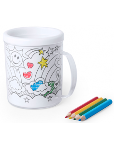 TAZA PARA COLOREAR 320 ML 4 LaMINAS LaPICES