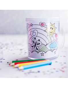 TAZA PARA COLOREAR 320 ML 4 LaMINAS LaPICES 2