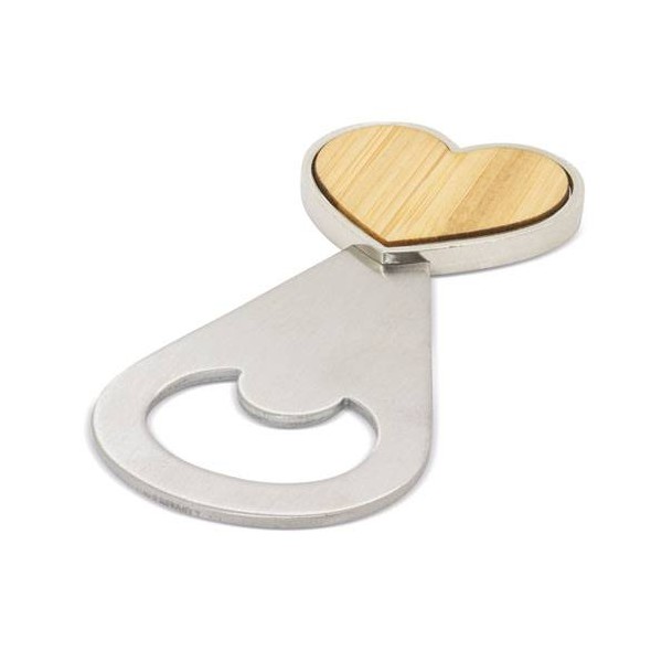 ABREBOTELLAS EN FORMA CORAZoN LOVE MADERA