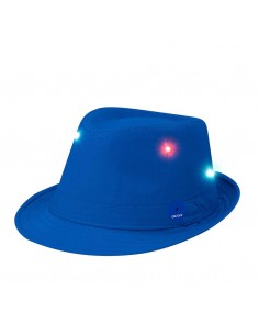 SOMBRERO CON LUCES LED FIESTA AZUL