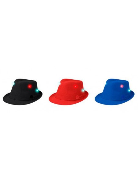 SOMBRERO CON LUCES LED FIESTA AZUL