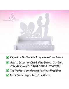 EXPOSITOR DE MADERA TROQUELADO BODA 2