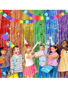 CORTINA DE PAPEL ALUMINIO FLECOS COLORES