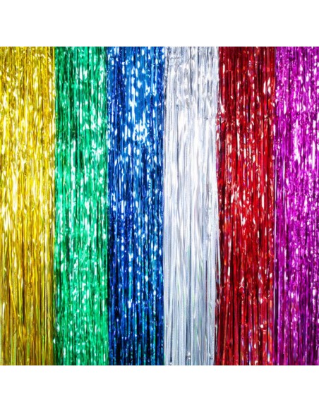 CORTINA DE PAPEL ALUMINIO FLECOS COLORES